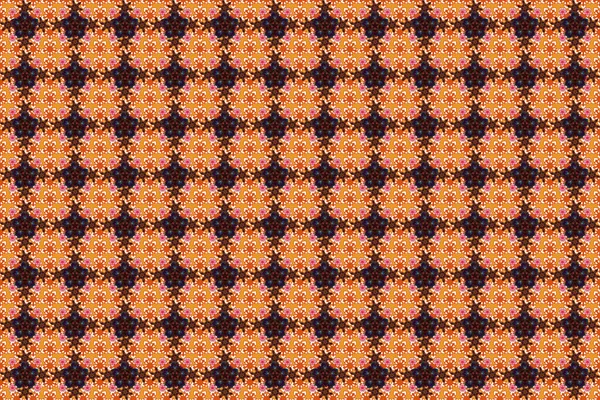 Seamless Pattern Many Small Cute Flowers White Orange Brown Colors — Stock Photo, Image
