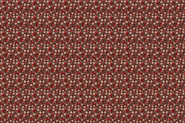 Hnědé Červené Béžové Květy Ibišku Bezešvé Vzory Rastrová Ilustrace — Stock fotografie