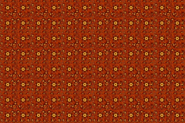 Vintage design with motley ornaments. Abstract raster seamless pattern with brown, yellow and red ornaments.