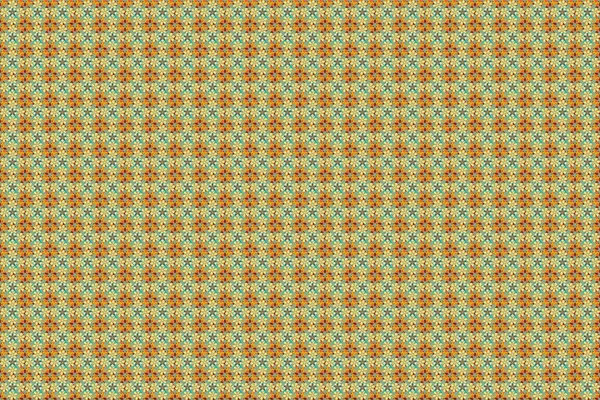 Stock Raster Abstract Hand Draw Pattern Flowers Yellow Orange Blue — Stock Photo, Image