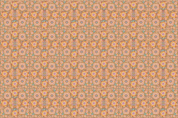 Ikat Дамаск Бесшовный Шаблон Плитки Фона Оранжевый Розовый Синий Цвета — стоковое фото
