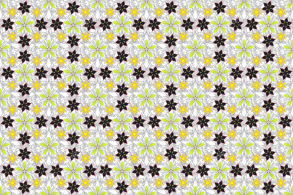 Raster illustration. The stylized raster seamless texture of beige, yellow and gray elements.