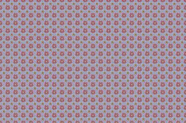 Kırmızı, yeşil ve mavi renkli güzel çiçeklerle nakışsız desen. Raster çiçek desenli süs. Moda tekstili ve kumaşı için nakış..