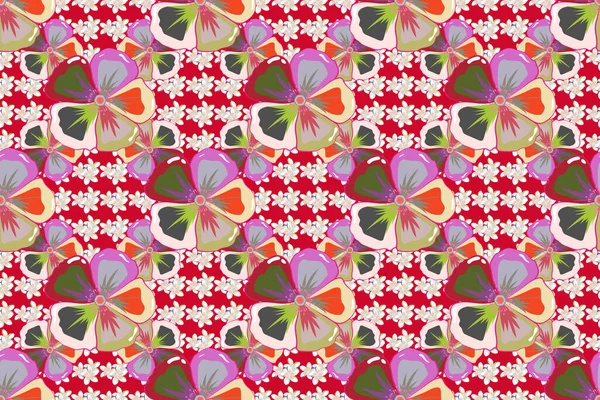 Raster Seamless Floral Pattern Flowers Leaves Pink Green Colors — Stock Photo, Image