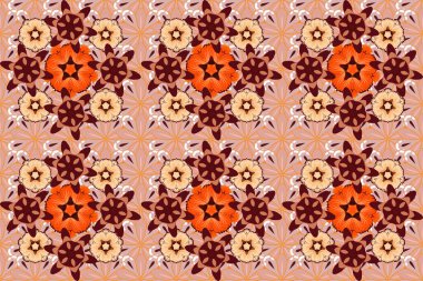 Bej, turuncu ve kırmızı elementlerle pürüzsüz bir desen. Motley ızgarası.