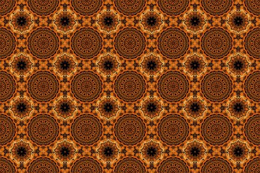 Dekoratif tasarım unsuru filigran hat sanatı. Raster illüstrasyonu. Kahverengi, turuncu ve sarı renkli barok süsler. Retro pürüzsüz desenli antika akanthus.