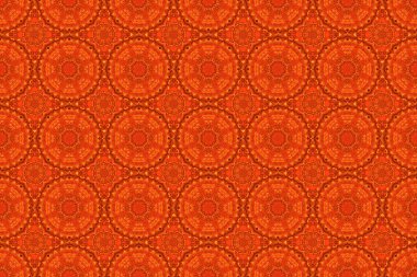 Arap tarzında soyut bir model. Kusursuz raster arka plan. Turuncu ve kırmızı doku. Grafiksel modern desen.
