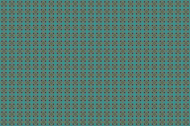 Kahverengi, turuncu ve mavi renkli, soyut, sevimli çiçek deseni. Raster illüstrasyonu. Parlak, güzel çiçekler, kusursuz bir arka plan..