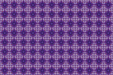 Geleneksel Hint çiçekleri mor, beyaz ve mor renklerde. Raster illüstrasyonu.