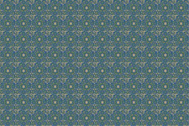 Kusursuz bir geçmişi var. Gri, yeşil ve mavi süsler. Çiçeksiz desen. Duvar kâğıdı barok, İspanyol kumaşı.