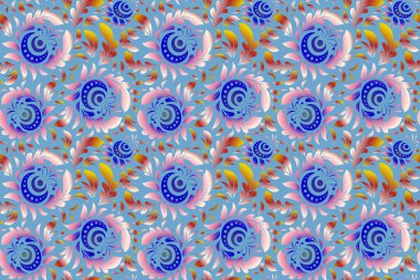 Arabesk 'li, sarı, pembe ve mavi elementli doğulu raster desenli. Geleneksel klasik süs.