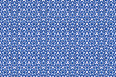 Kumaş, tekstil, duvar kâğıdı ve ambalaj için zarif bir retro süs. Raster illüstrasyonu. El çizimi parlak, pürüzsüz çiçek deseni. Mor ve mavi renkli küçük çiçekler..