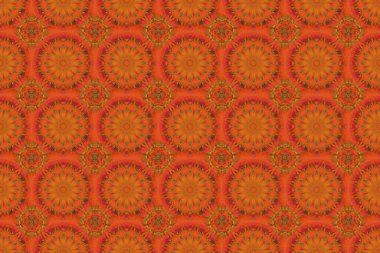 Kar taneleri ile soyut, en az pürüzsüz desen. Şirin raster yeşili, kırmızı ve turuncu kar taneleri.