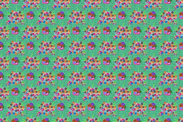 Beautiful pattern for decoration and design. Watercolor seamless pattern with flowers. Trendy print in blue and green colors. Exquisite pattern, watercolor sketch with flowers, vintage style.