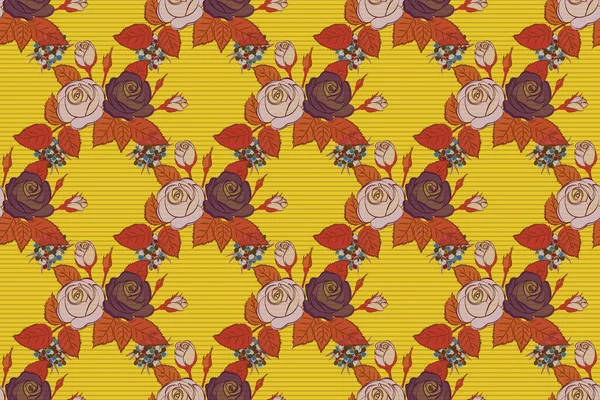 Beautiful Raster Seamless Pattern Small Abstract Orange Yellow Brown Rose — Stock Photo, Image