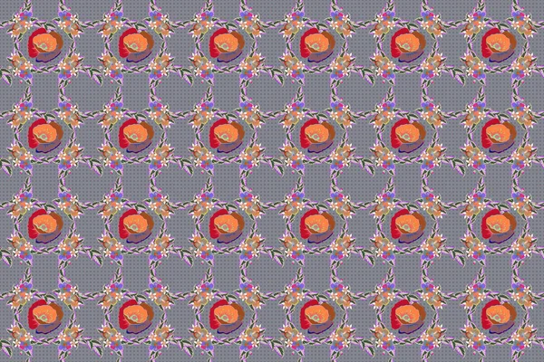 Симпатичный Безморщинистый Узор Множеством Цветов Маленькие Бежевые Розовые Цветы Raster — стоковое фото