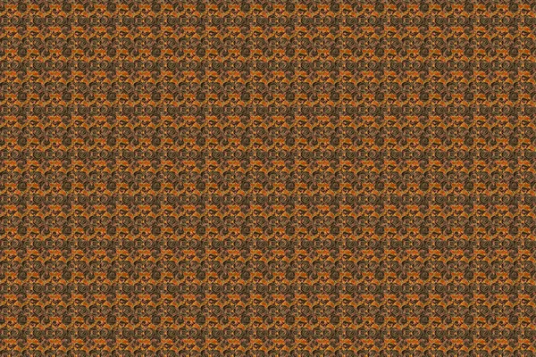 オレンジ 茶色の民族花のシームレスなパターン ラスターイラスト — ストック写真