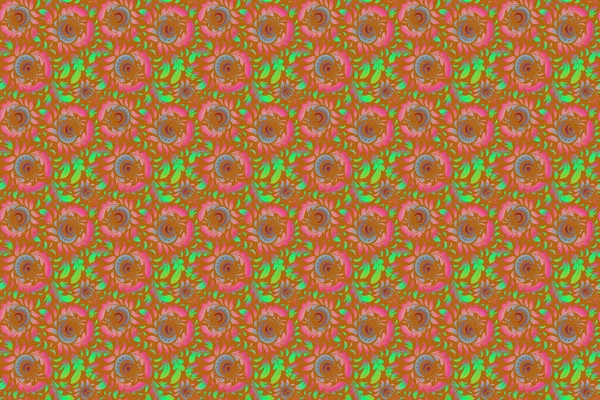 抽象的な花のロイヤル壁紙 ラスタースタイリッシュな装飾 オレンジ 緑の色のダマスクシームレスパターン — ストック写真