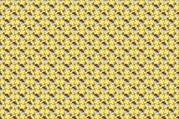 Płynny Kwiatowy Wzór Żółtych Brązowych Zielonych Kolorach Pąkowatymi Kwiatami Maku — Zdjęcie stockowe