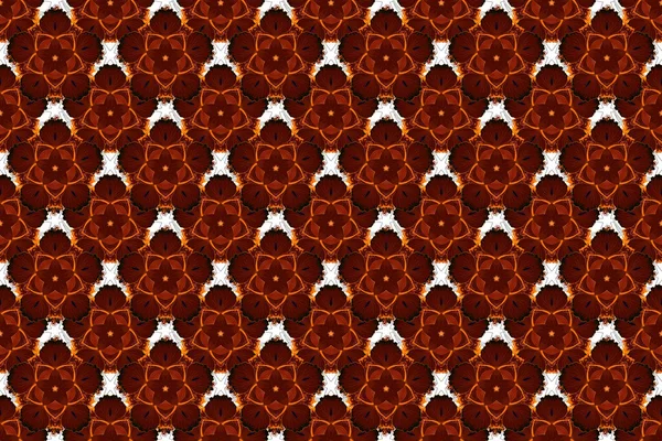 Bezešvé Ornamenty Oranžové Černé Červené Barvě Rastrová Indiánská Květinová Paisley — Stock fotografie