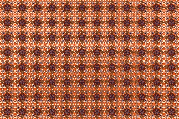 Raster Illustration Nahtloses Blumenmuster Orange Braun Und Weiß — Stockfoto