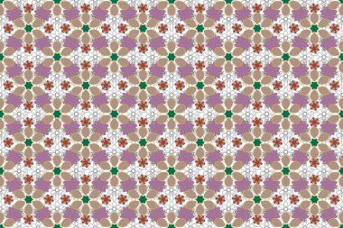 Raster illüstrasyonu. Şatafatlı, pürüzsüz mavi, bej ve pembe desenli stilize dalgalı süslemeler..