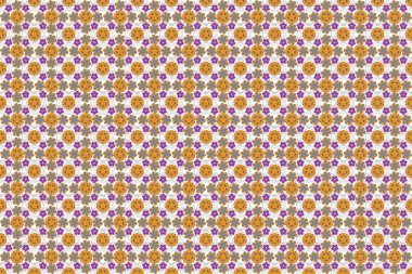 Karmaşık yıldızlı lüks, kusursuz bir desen. Raster kusursuz bir geçmişi var. Çok renkli dekorasyonlar. Mor yıldız deseni, sarı ve pembe renkler ve klasik süsler..