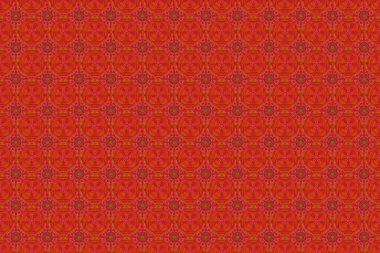 Sevimli raster desenli. Turuncu, kırmızı ve yeşil kar taneleriyle kış arkaplanı.