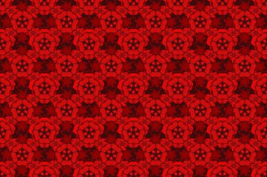 Geleneksel Hint çiçekleri siyah ve kırmızı renklerde. Raster illüstrasyonu.