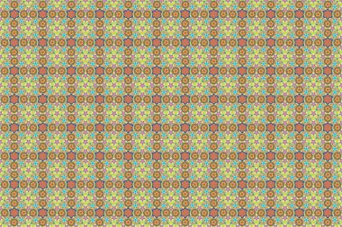 Raster illüstrasyonu. Romantik, pürüzsüz desenli, soyut çiçekli, turuncu, kahverengi ve sarı renkli. Geçmiş, tekstil, ambalaj kağıtları, tebrik kartları için..