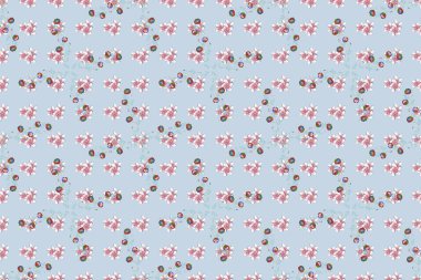 Lanet olası orman. Pembe ve yeşil tropikal çiçeklerle kusursuz egzotik desenler. Motley raster çizimi.