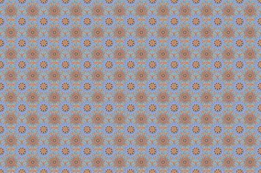 Damask desensiz mavi, turuncu ve gri renkte çiçek deseni. Soyut çiçekli kraliyet duvar kağıdı. Raster tarzı bir süs..
