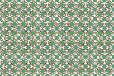 Yeşil, sarı ve gri tekrarlayan elementlerle klasik, dikişsiz desen. Oriental soyut raster klasik desen.