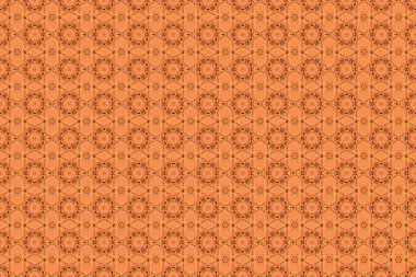 Renkli desenler antika. Raster kusursuz bir geçmişi var. Kahverengi ve turuncu renkli çiçek süsü..