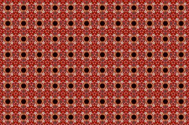 Güzel bir doku. Kahverengi, turuncu ve kırmızı renkli şirin çiçeklerle kusursuz desen. Bahar mahsulü çiçek arkaplanı.