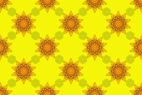 Растровый Оранжевый Желтый Зеленый Узор Вашего Дизайна Винтажное Украшение Современный — стоковое фото