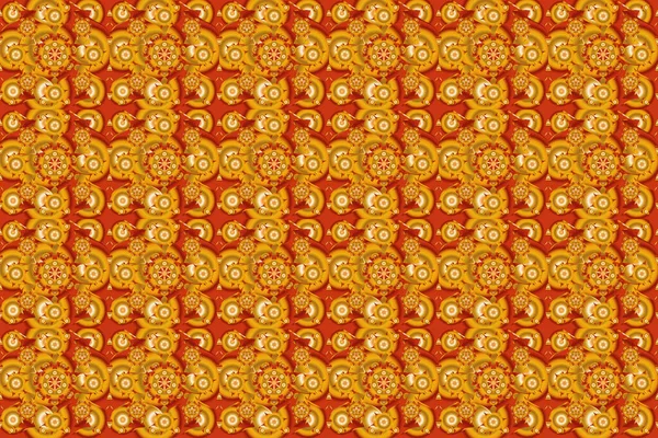 Raster Illustration Nahtloses Damastmuster Den Farben Gelb Orange Und Rot — Stockfoto