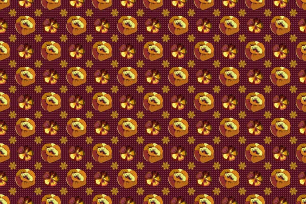 Raster Seamless Floral Pattern Poppy Flowers Leaves Brown Purple Orange — Stock Photo, Image