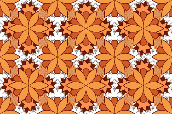 Цветочный Бесшовный Узор Цветущими Цветами Листьями Фиолетовых Оранжевых Красных Цветах — стоковое фото