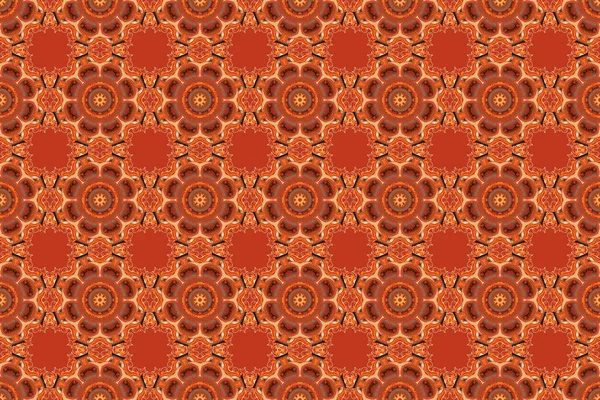 Elegantes Orangefarbenes Beiges Und Rotes Nahtloses Muster Mit Floralen Und — Stockfoto