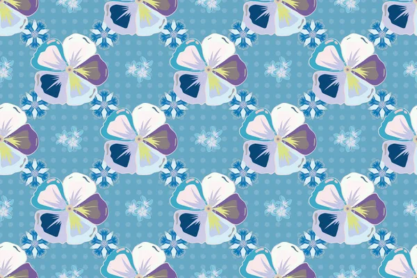 Colored orient pattern in gray and blue colors. Seamless floral ornament. Modern cosmos flower pattern with royal flowers.