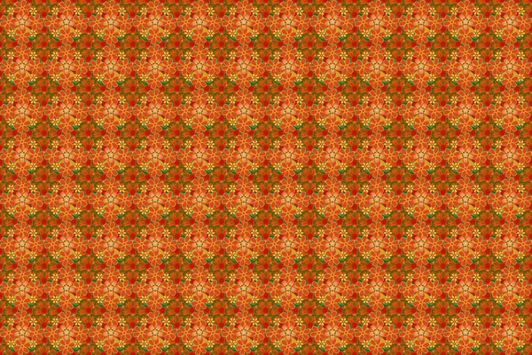Растите Симпатичный Цветочный Узор Мелкие Цветки Цветы Коричневого Желтого Оранжевого — стоковое фото