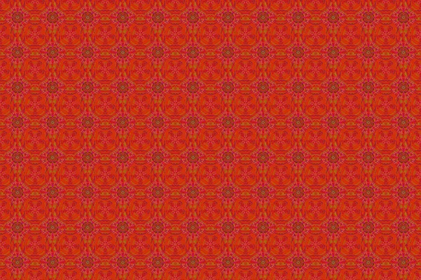 Nettes Rasternahtloses Muster Winterhintergrund Mit Orangen Roten Und Grünen Schneeflocken — Stockfoto