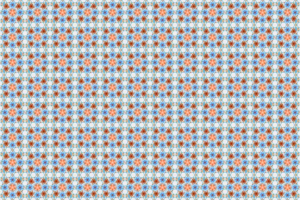 Seamless Pattern Little Flowers Gray Orange Blue Colors Raster Hand — Stock Photo, Image