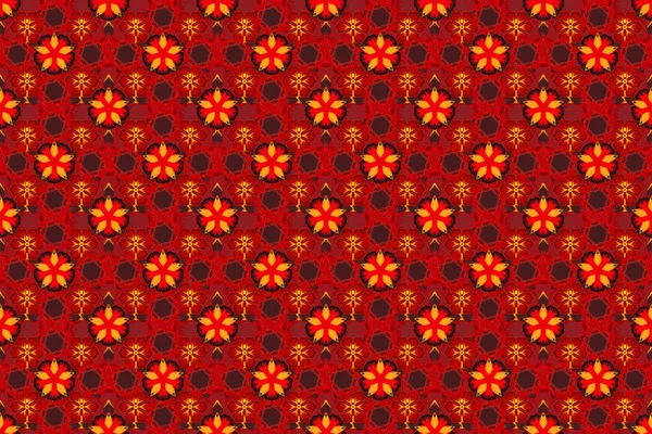 Płynny Wzór Czarnymi Czerwonymi Żółtymi Elementami Lokami Ozdobami Arabski Styl — Zdjęcie stockowe