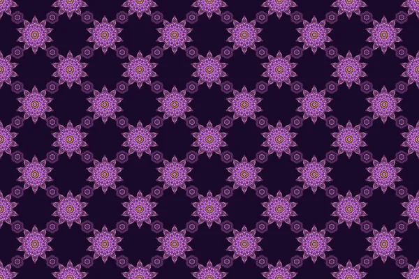 Raster Oriental Style Arabesques Seamless Pattern Purple Violet Black Elements — Stock Photo, Image