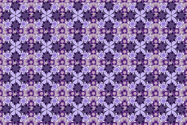 拉斯特插图 紫色和紫色的民族植物无缝图案 — 图库照片