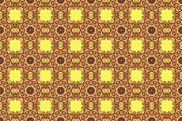 Floral seamless pattern. Wallpaper baroque, seamless raster background in red, brown and yellow colors.