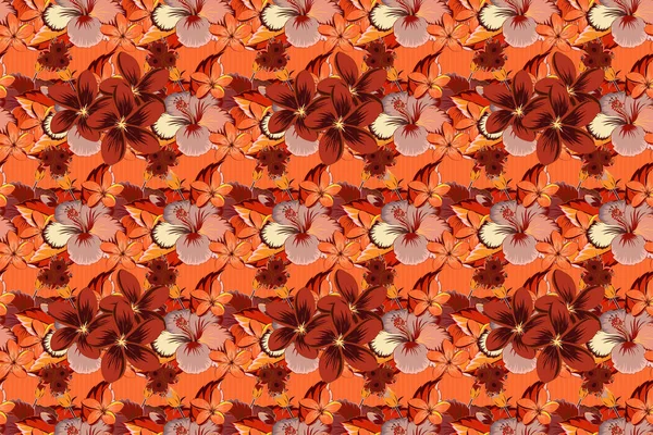 Fond Floral Motif Raster Sans Couture Aux Couleurs Rouge Orange — Photo