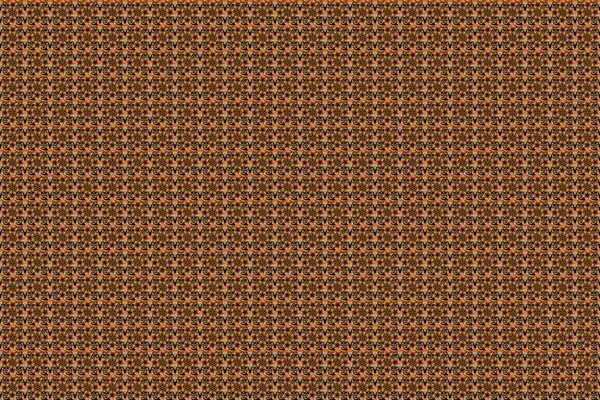 Veel Bloemen Zwarte Bruine Oranje Kleuren Schattig Raster Naadloos Patroon — Stockfoto